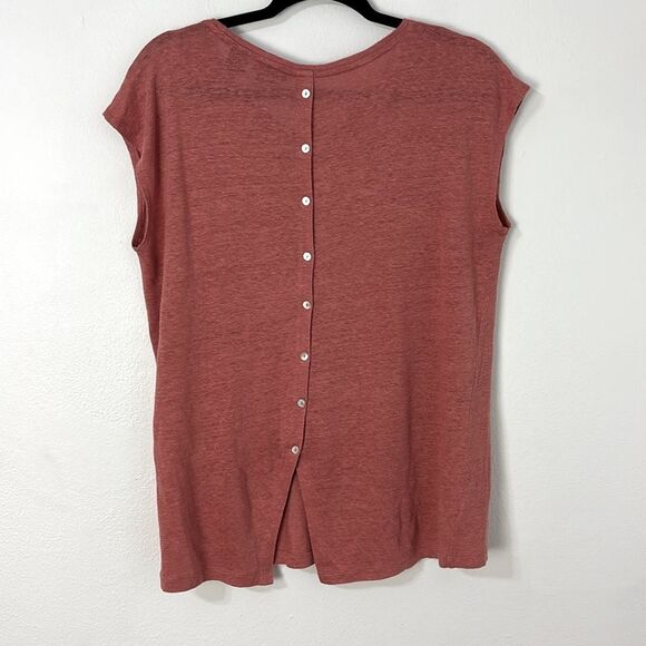 Tahari Terracota Linen Top M Relaxed Lagenlook Minimalist Breathable Natural - Picture 9 of 10